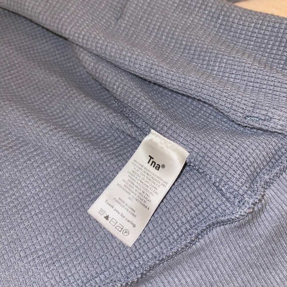 Aritzia Tna Waffle Zip-up Hoodie (granite blue) - Picture 5 of 6